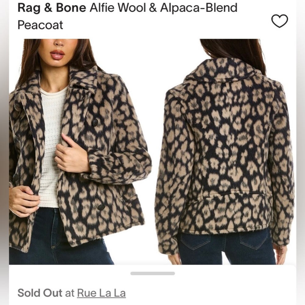 NWT Ret: $795 Medium Rag & Bone Cheetah Alfie Leopard Peacoat NEW